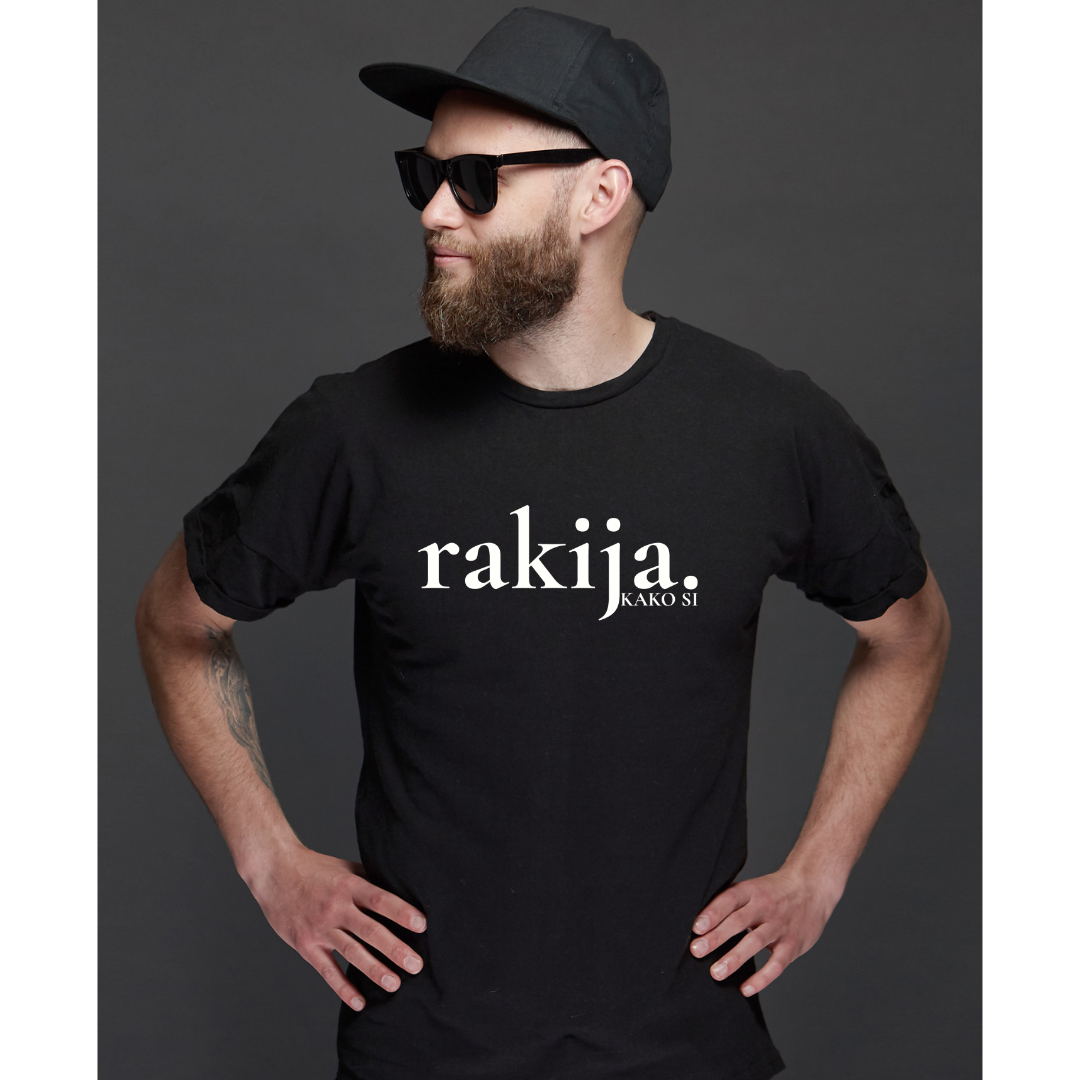 Rakija Tee, Cotton Crew T-shirt, Macedonian Rakija, Traditional Alcohol, Rakija Print, Gift for Him/Her, Macedonian Pride