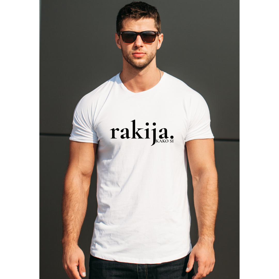 Rakija Tee, Cotton Crew T-shirt, Macedonian Rakija, Traditional Alcohol, Rakija Print, Gift for Him/Her, Macedonian Pride