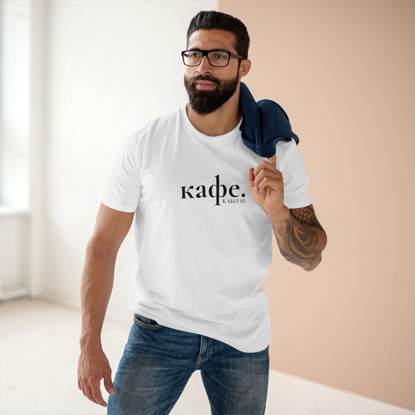 Coffee "Kafe" Men's Staple Tee, Coffee Tshirt in Cyrillic, Macedonian Kafe, Love Coffee, Balkan Coffee, Kafe Print, Coffee Lover Gift