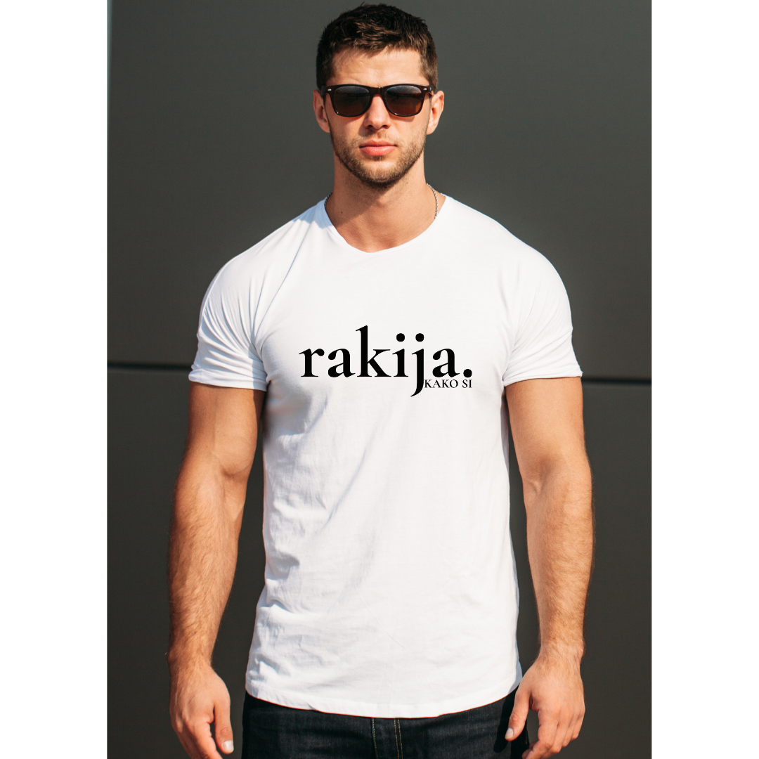 Rakija Tee, Cotton Crew T-shirt,  Macedonian Rakija, Traditional Alcohol, Rakija Print, Gift for Him/Her, Macedonian Pride